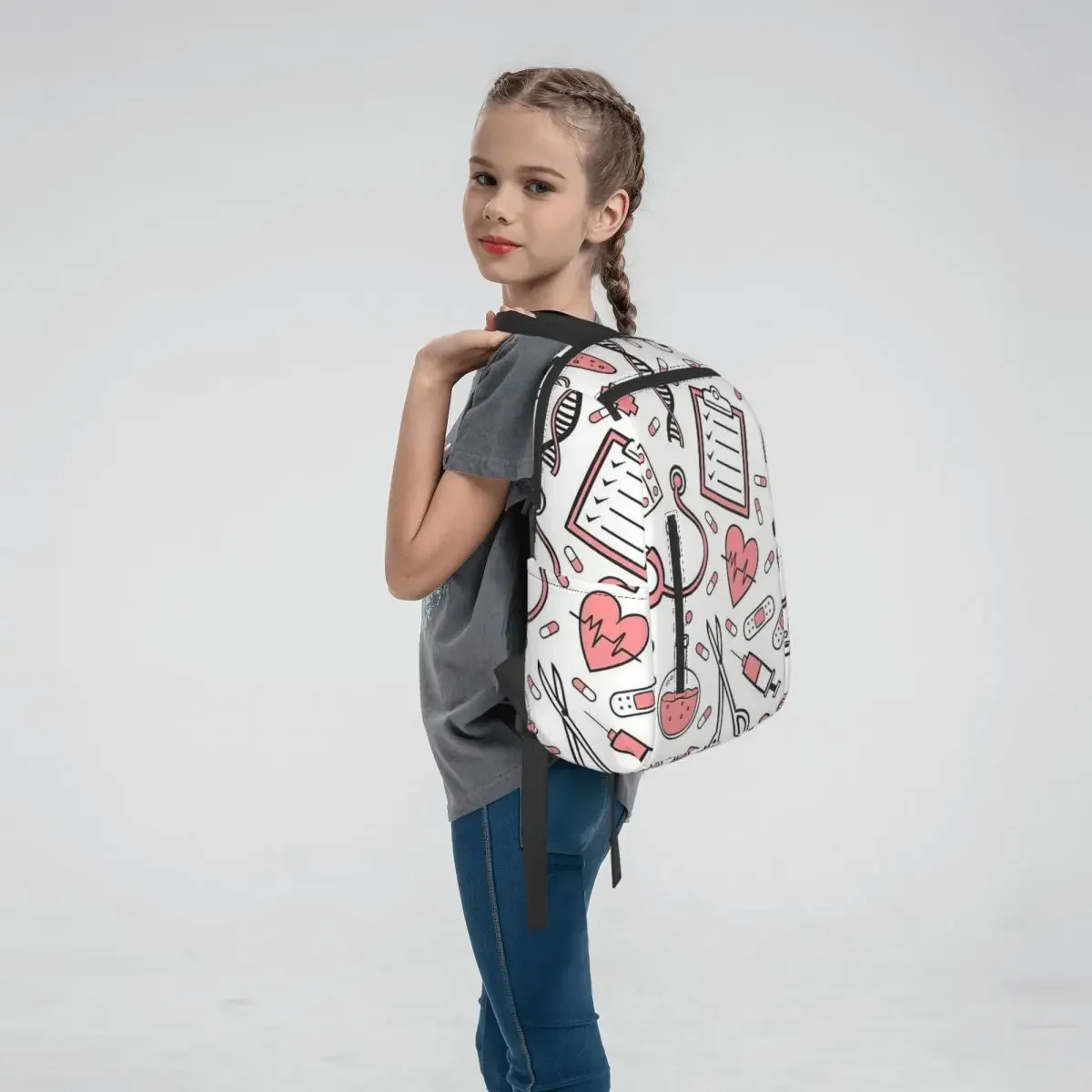 Enfermera En Apuros Doctor Nurse Medical Backpack Daypack Children BookBag School Bag Shoulder Bags for Men Women