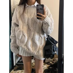 Deeptown Vintage Japanese Style Women Sweaters Old Money Casual Preppy Knitted Pullovers Loose Twists Knitwears Autumn Jumper