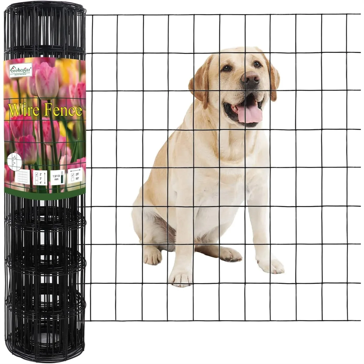 

Black PVC Coated Welded Wire Fence 24in x 25ft, 2x3in Mesh 16GA, Garden Border Roll for Vegetable Plant Protection