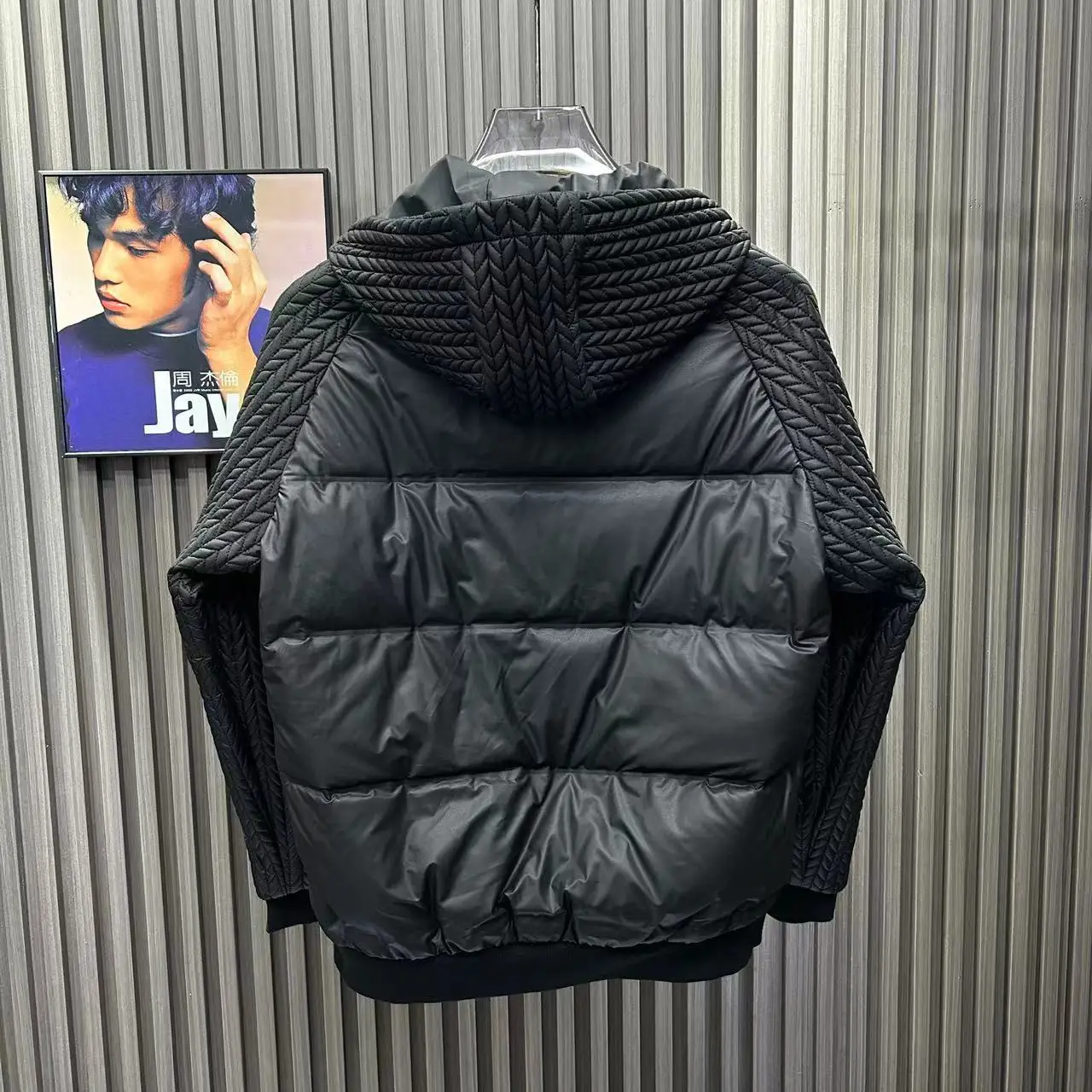Winter Spliced hooded Wheat Cotton Coat for Men Short Solid Color Casual Top Youth Slim Cotton Coat