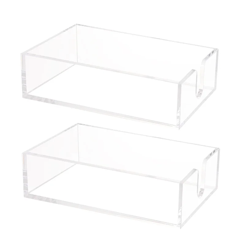 AB45 2PCS Transparent Desk Stand Acrylic Desktops Storage Containers For Office And School Restaurant Tissue Holder