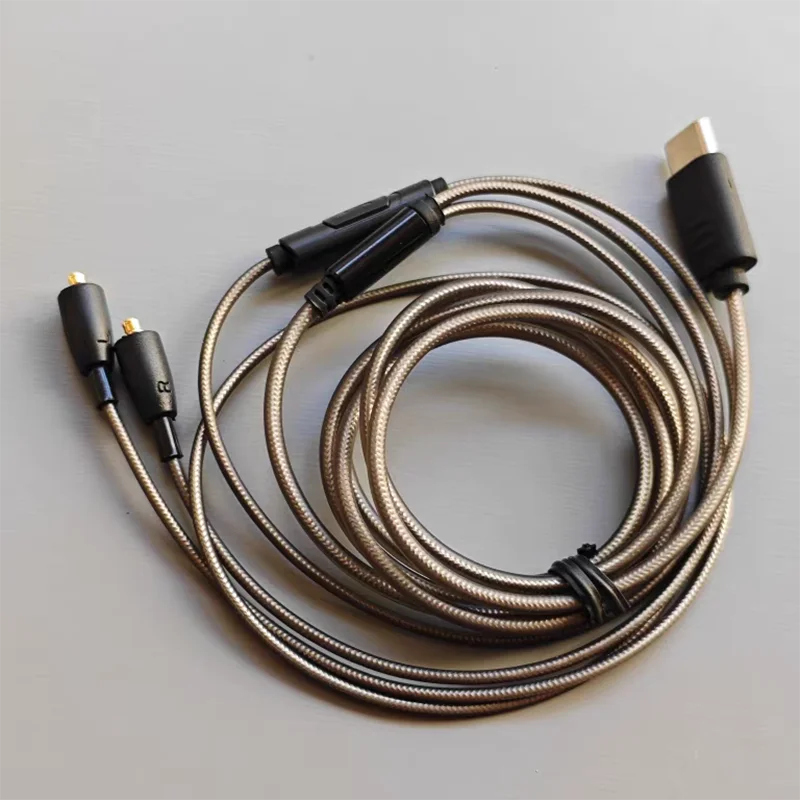 Type C Plug MMCX Pin Earphone Upgrade Cable with Digital DAC Decoding Chip, Tensile Aluminum Foil, Sturdy and Durable