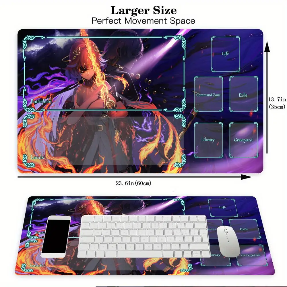アニメガールテーマのマジックカードゲームマット、ゾーン付きMTGプレイマット、デスクマット、コマンダープレイマット、ゲームの集まりに最適なマジックラグ