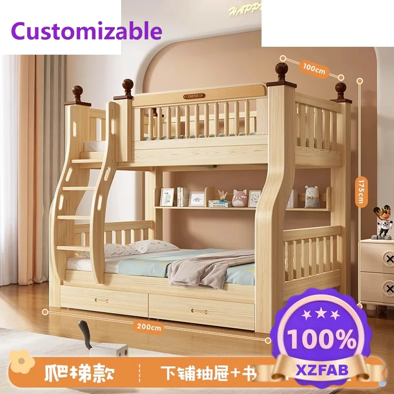 Factory Direct 2026 Upper and lower beds Bunk beds Solid wood children's beds Small apartment adult