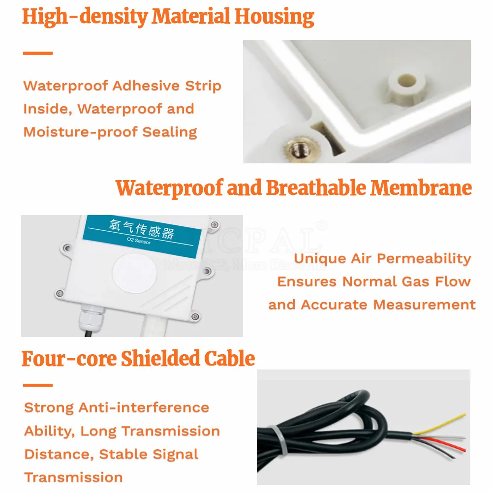 O2 Sensor Gas Oxygen Concentration Measuring Detector IP65 O2 Sensors Module with Digital RS485 0-5V 0-10V 4-20mA Output