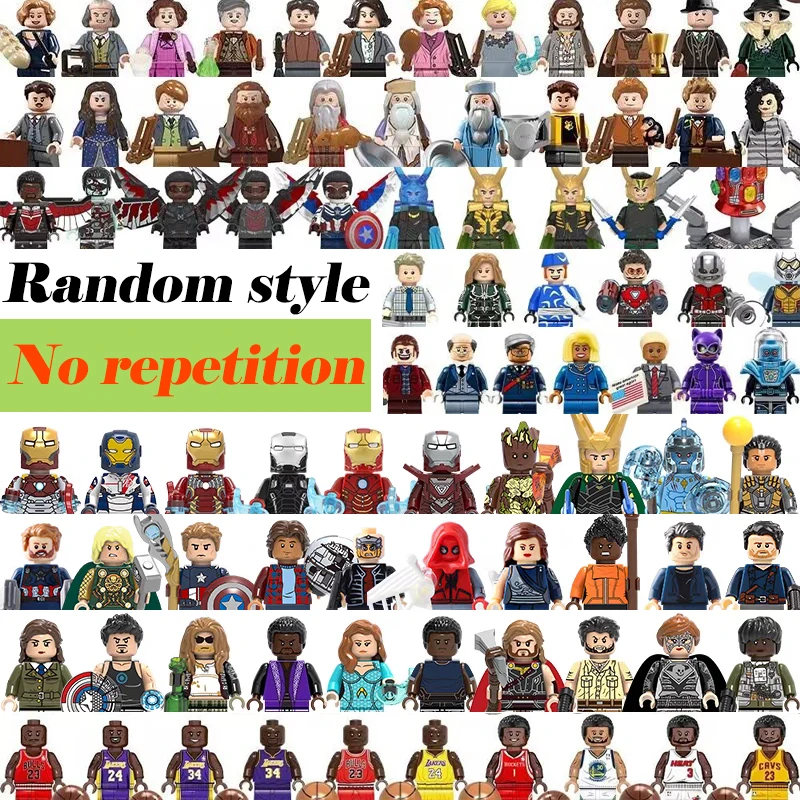 عشوائي ليغو Minifigures اللبنات بطل أنيمي الطوب دمى لعبة أرقام تجميع كتل هدايا الأطفال عيد الميلاد الأعجوبة