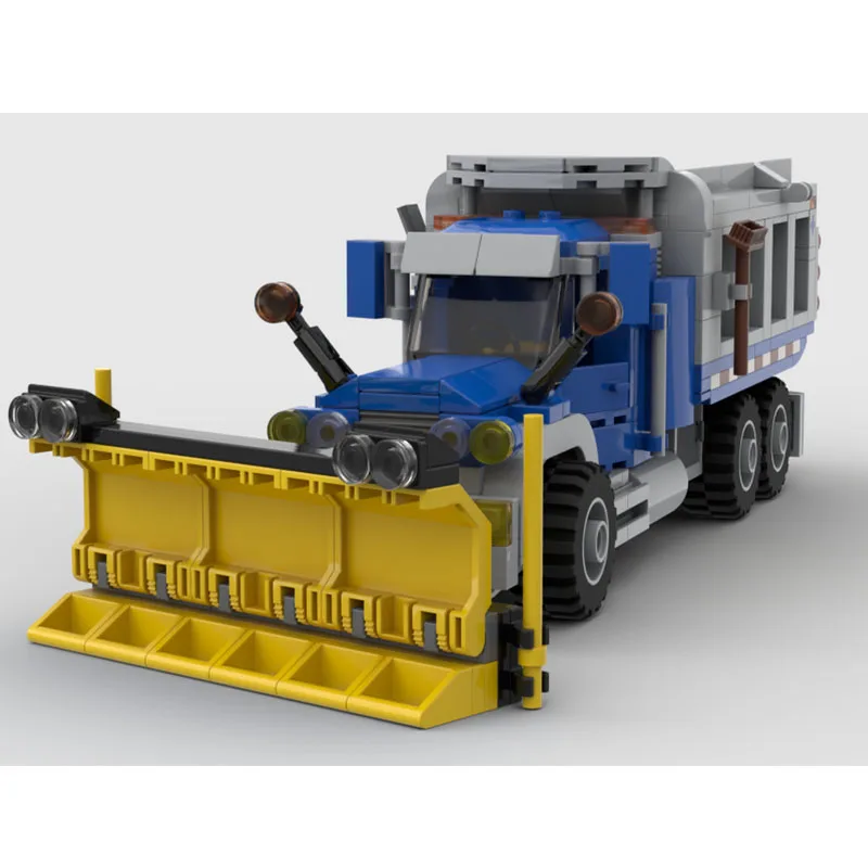 moc-65292-new-urban-classic-snow-removal-truck-building-block-model-409-parts-boys-children's-birthday-new-year-toy-gift
