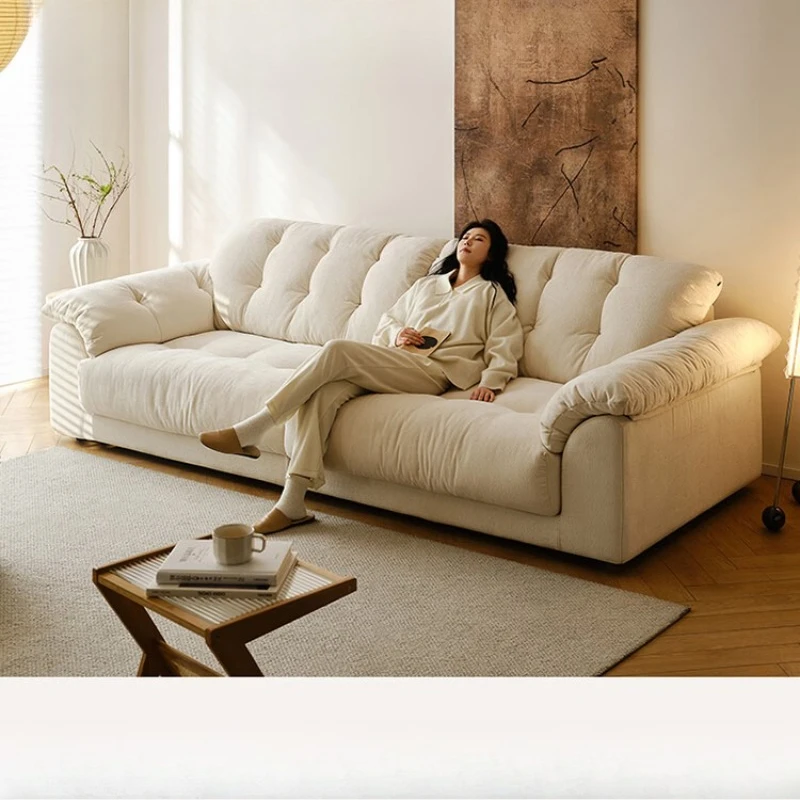 

Living room removable and washable fabric sofa small apartment straight sofa