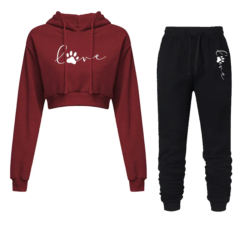 Woman Sweatshirts Two Piece Set Sexy Cropped Hoodies+Pants 2024 Jogging Tracksuit Fashion Sports Casual Pant Sets
