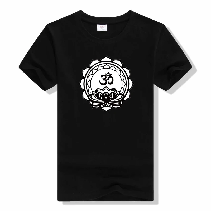 Lotus Buddhist Meditation Relaxation Tshirt Cotton Casual t Shirt fashion Short sleeved tops t shirt