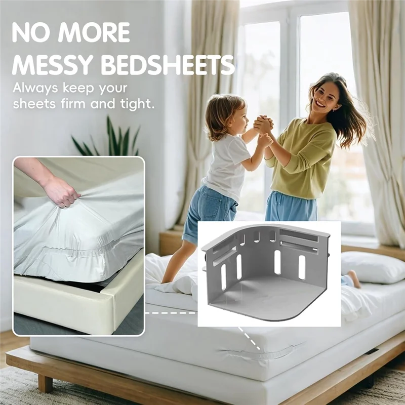 

A95I-4Pcs Bed Sheet Fasteners Sheet Ties Open Corner Bed Sheet Holder With Lock Strips Bedsheet Holders For Corners Grey
