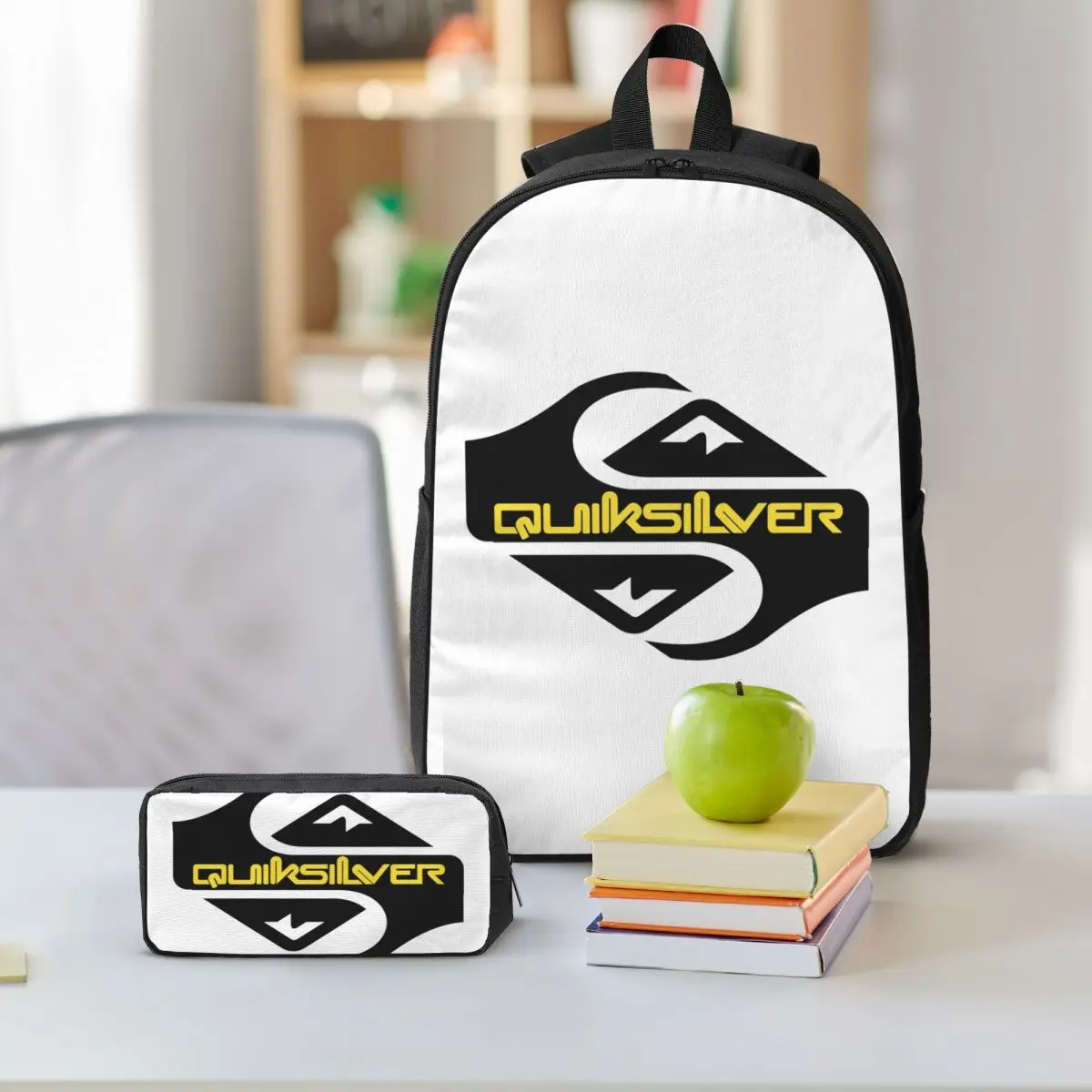 Quiksilver Surfwear Backpack Boys Girls BookBag School Bag Shoulder Bags 3ps Insulated Lunch Bag Pencil Case