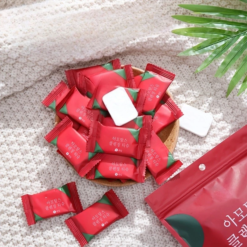 圧縮タオル、個別包装、ウェット＆ドライメイク落とし、旅行用携帯厚手小型正方形タオル、キャンプ用タオル