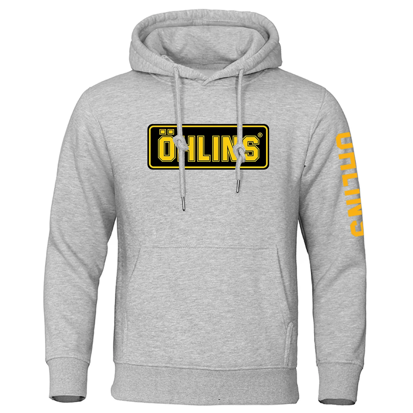2026 Ohlins Logo-Print Frühling und Herbst Herren Einfarbiger Beliebter Pullover mit Taschen Klassischer Maßgeschneiderter Loser Hoodie – Detail 11