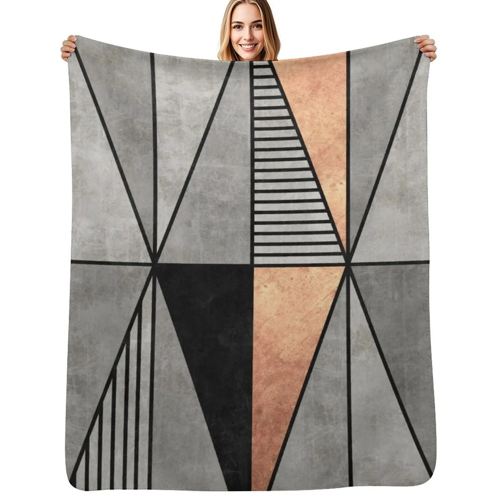 Concrete and Copper Triangles Throw Blanket Decoratives Luxury Brand Weighted Bed Fashionable Bed linens Sofa Blankets