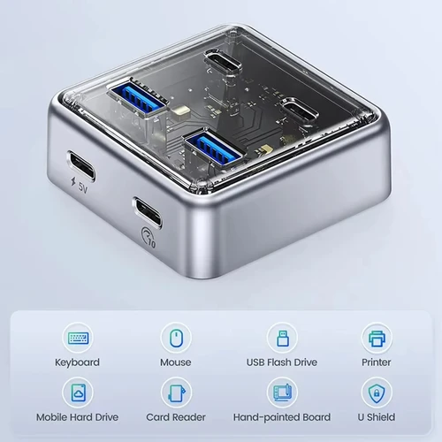 Imagen 2 del producto ORICO 10Gbps Multi 4 puertos USB 3,2 HUB divisor adaptador de extensión de alta velocidad tipo C enchufe de estación de acoplamiento para PC portátil Macbook