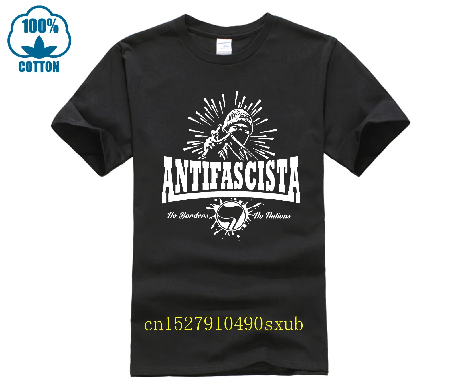 Men\'s Cool Short-Sleeve T-Shirt Antifascista! No borders, no nations