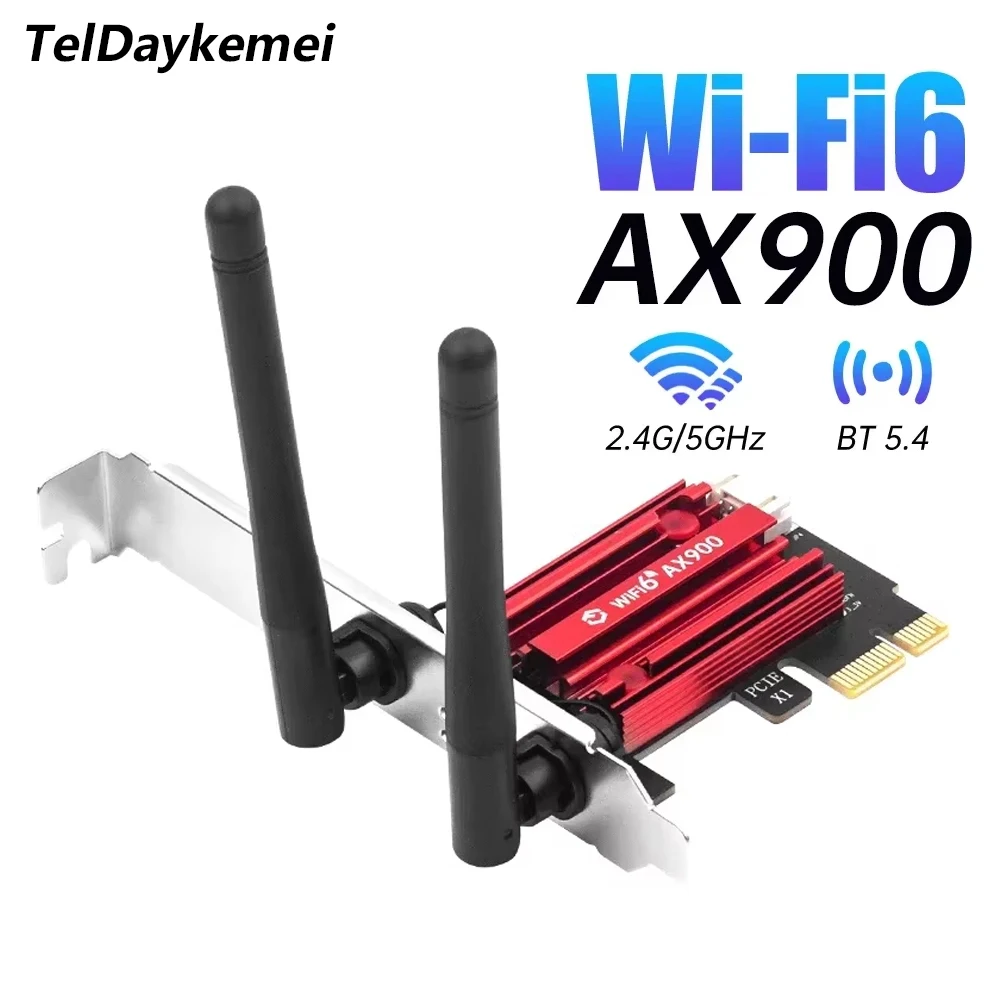 Dual Band WiFi 6 AX900 Bluetooth 5.4 PCI-Express Wireless Adapter Network Card for Desktop PC Windows 10/11