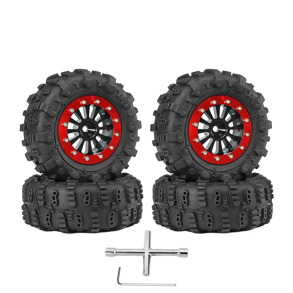 Conjunto de pneus de roda Beadlock de metal, 4 unidades, 65mm 1.3 "para carro crawler 1/18 1/24 RC TRX4M SCX24 AX24 FCX24 peças de atualização