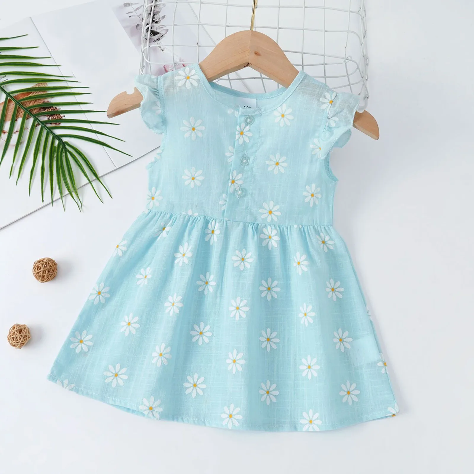 

Smocked Toddler Girls Sleeveless Floral Prints Dress Dance Party Dresses Clothes Cute Toddler Girl Clothes
