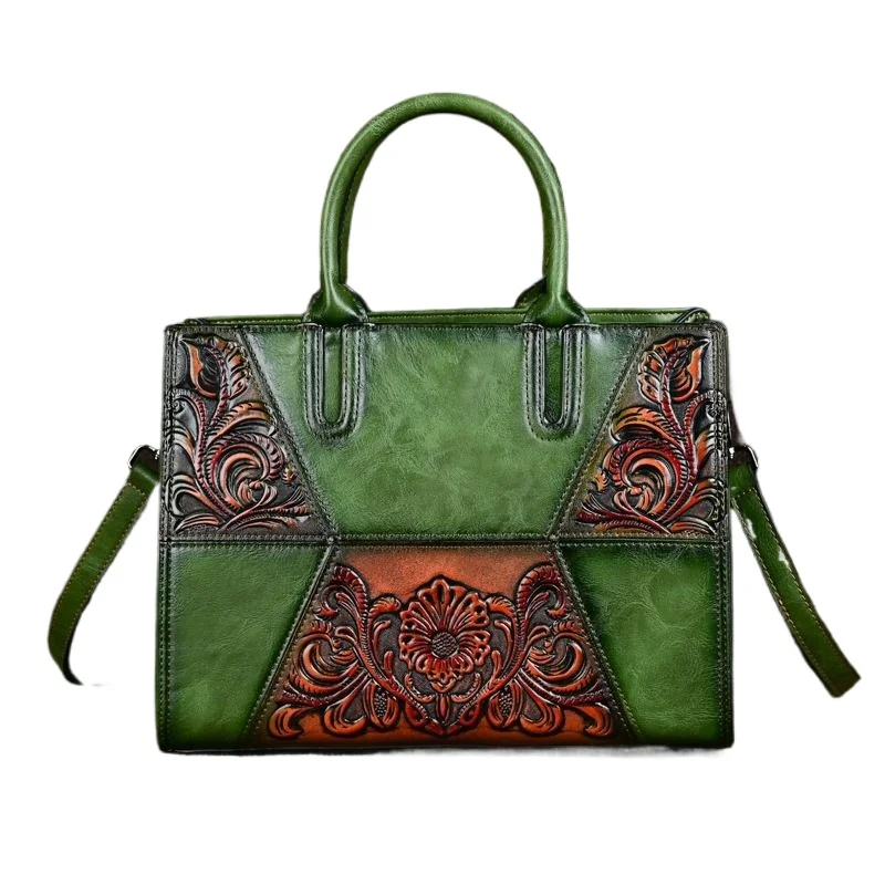 

New Embossed Splicing Women' Bag Portable Messenger Two Large Capacity Fashion Bag Factory Direct Sales Mother's Pretty Handbags