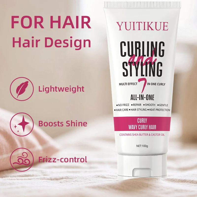 YUITIKUE Curl Styler 100 g – All-in-One definiert Locken und kontrolliert Frizz, mit Hitzeschutz, für welliges/lockiges Haar