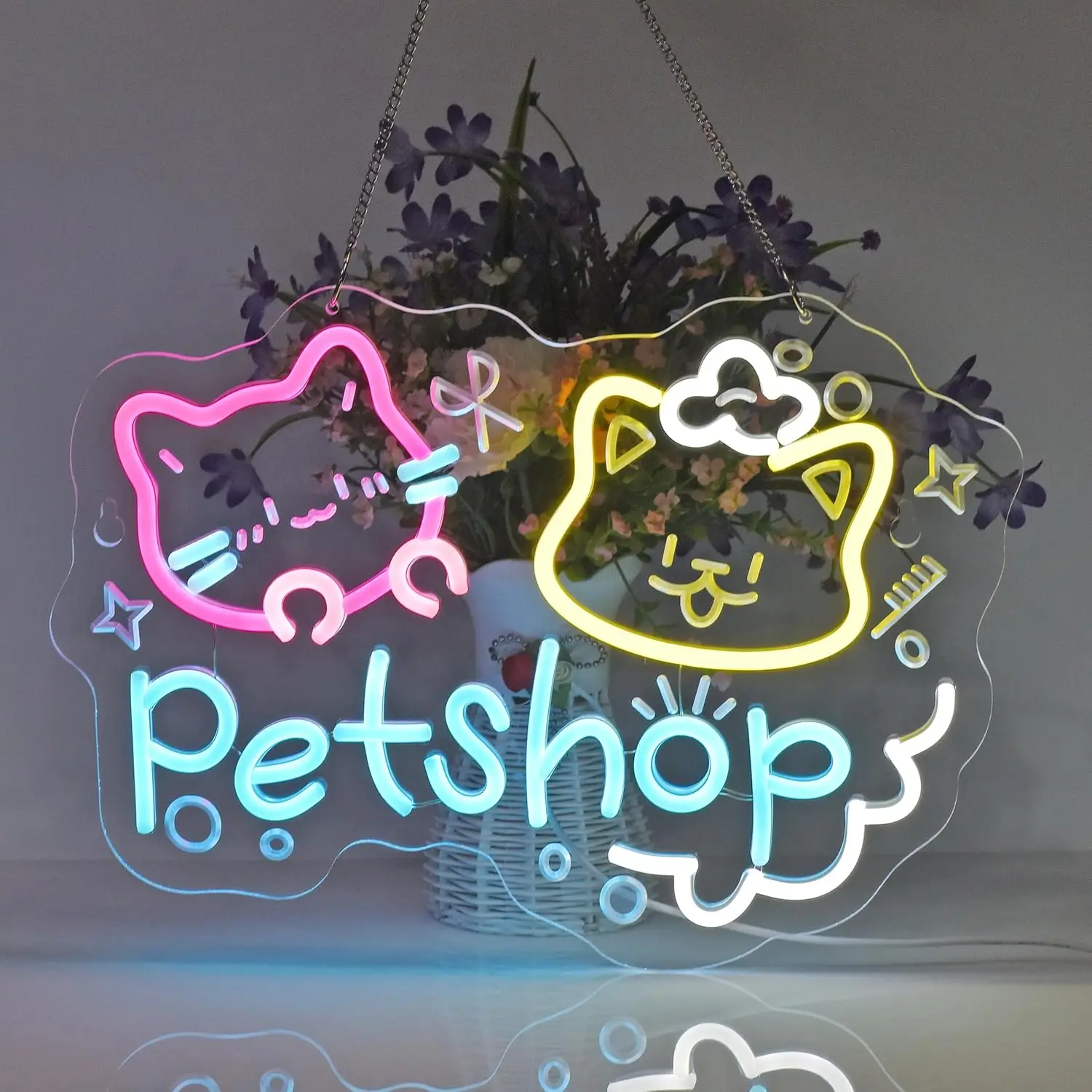الحيوانات الأليفة متجر النيون USB بالطاقة أضواء النيون عكس الضوء للوازم متجر القط الكلب الرعاية غسل فساتين مخزن بار جدار ديكور فني الهدايا #3