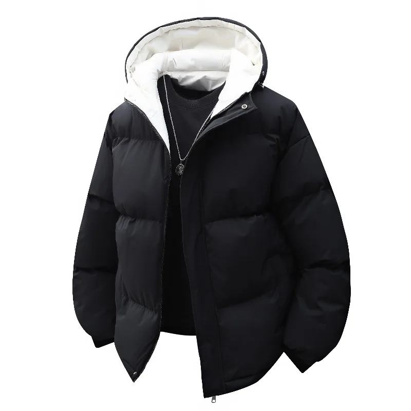 Winter Fashion All-match Men Parkas Coats Comfortable Thicken Warm Male Clothes Solid Color Hooded Cotton Jackets Quality New