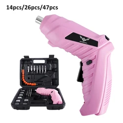 JENABOM 3.6v pink Power Tools Set Household Maintenance Repair 1800mAh Mini Household Electric Drill Cordless Screwdriver