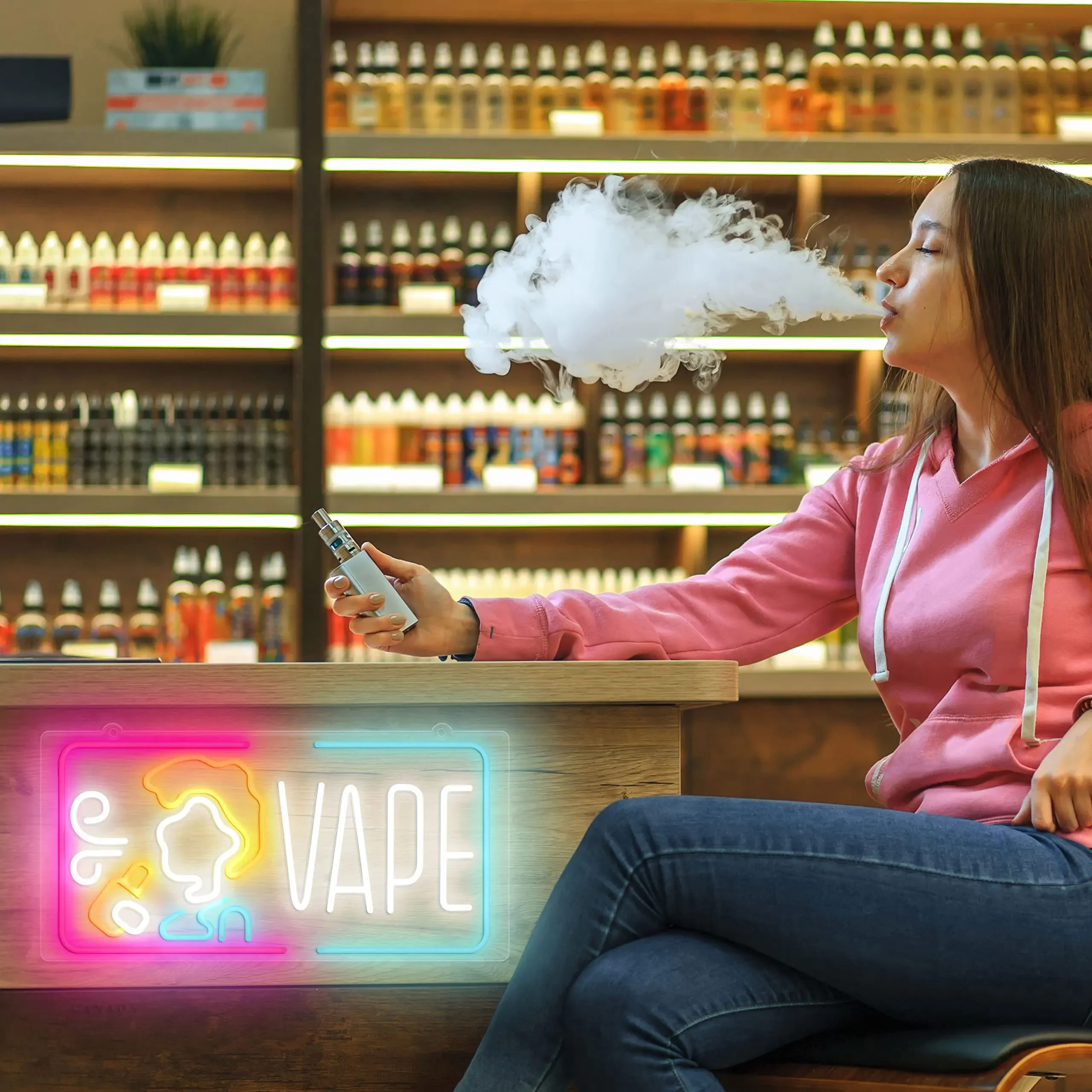 Vape Shop 비즈니스 광고용 네온 사인, 남자 동굴 조명, 수제 LED 아트 장식, 흡연 라운지용 분위기 네온 조명