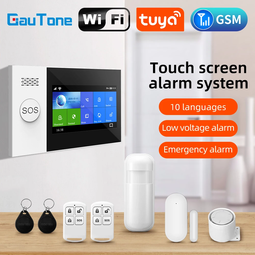 Tuya Smart Security Home Wireless Alarm System WIFI 2G GSM Burglar Motion Detector Smoke Door Window Sensor Work with Alexa APP