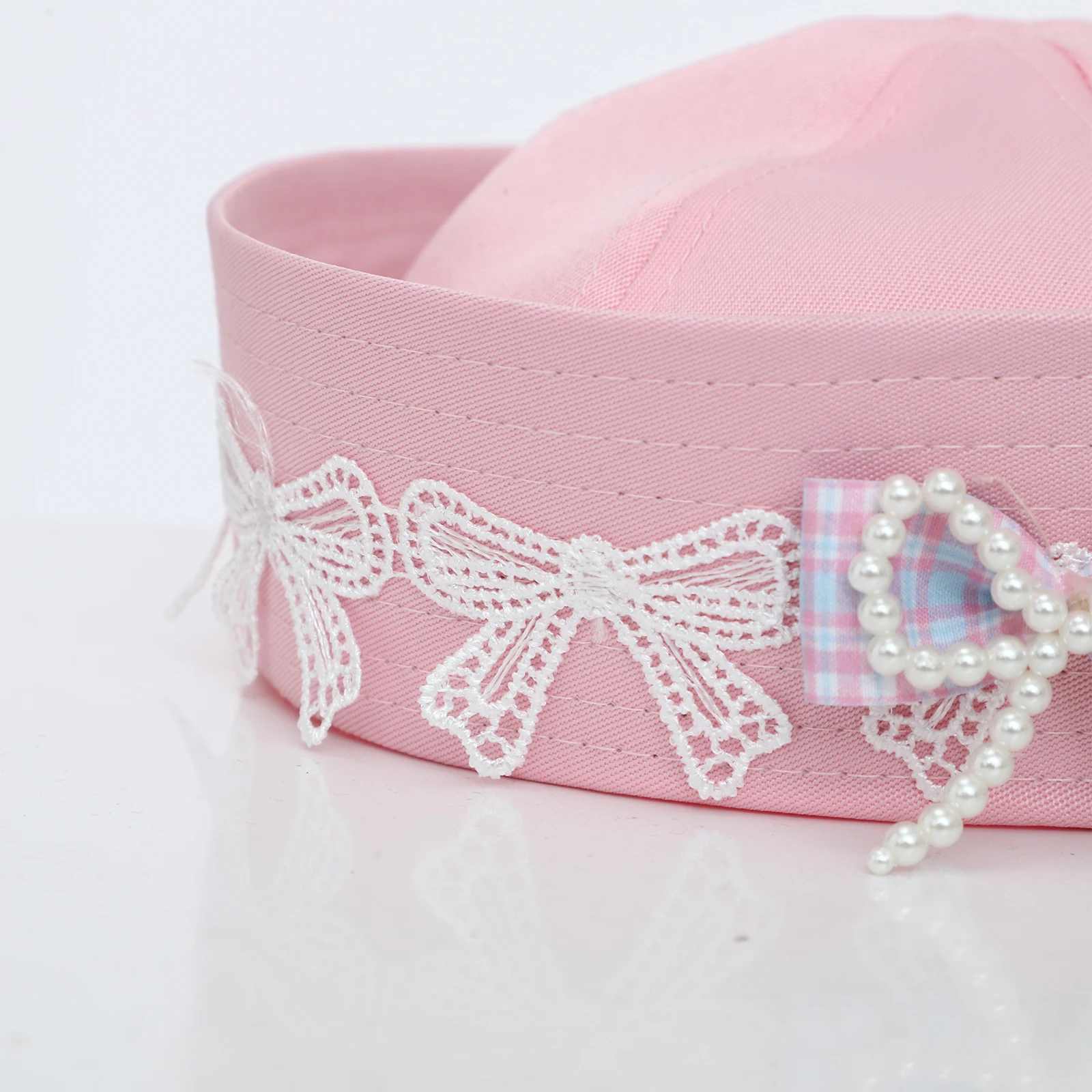 الكورية القوس عقدة لطيف الوردي بحار قبعة الوجه الطنف تنوعا الحلو فتاة Y2K قبعة القبعات البحرية المرأة قبعة هالوين اكسسوارات #5