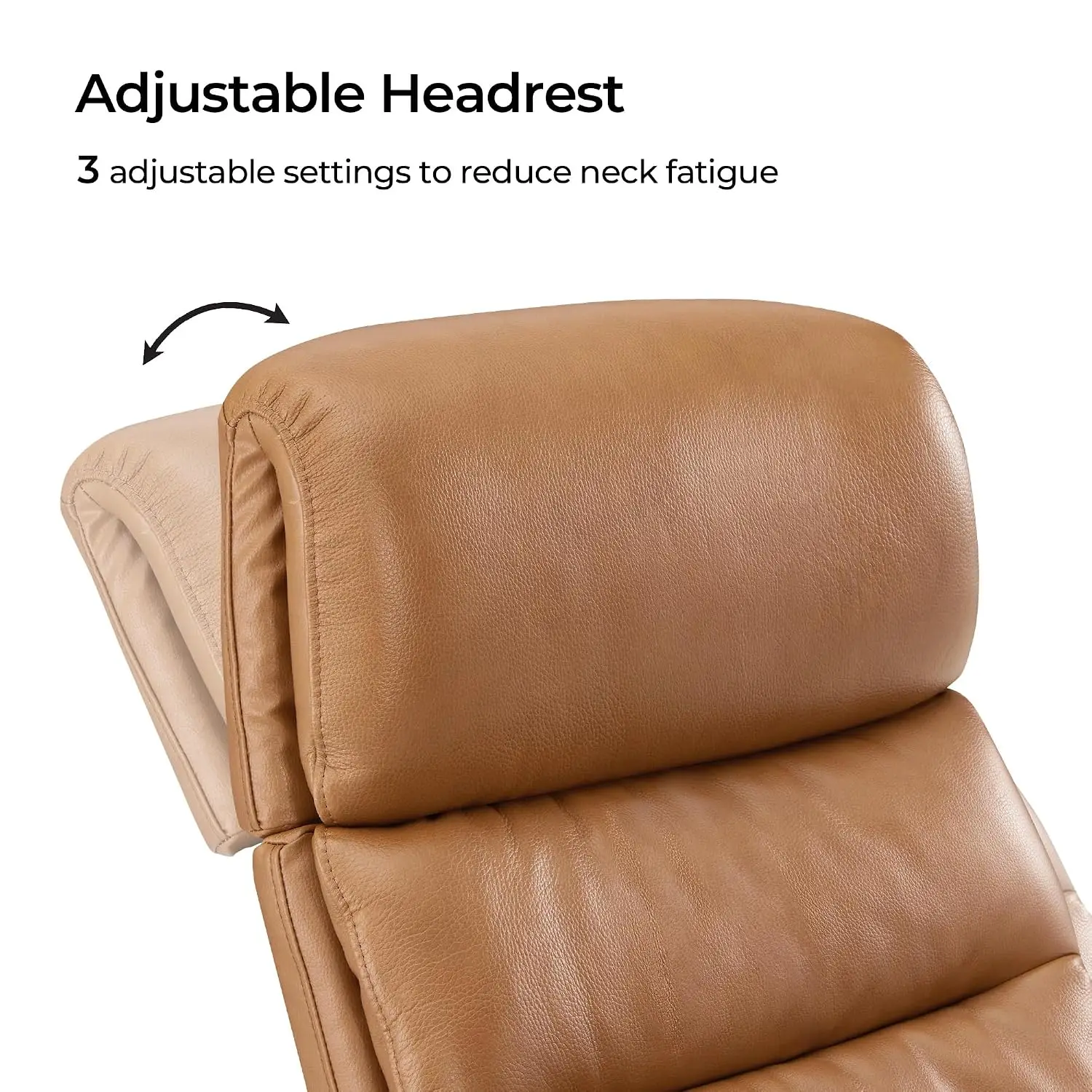 Genuine Leather Self-Weight Swivel Accent Chair with Ottoman, Saddle