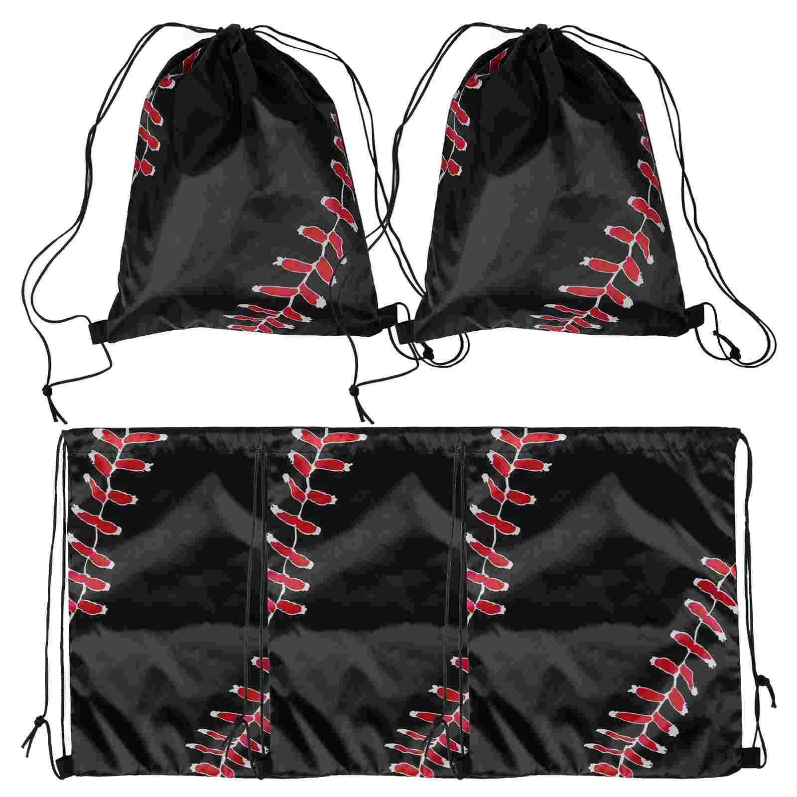 5 uds mochila de béisbol bolsa baloncesto temático murciélago viaje cordón estampado poliéster ropa cesto guante