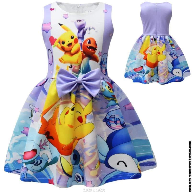 Hot Pikachu Pokmon Girl Dress Cartoon Summer Fashion Children Princess  Baby Girl Toddler Sleeveless Cute Party Dresses 1-9Y - AliExpress 1501