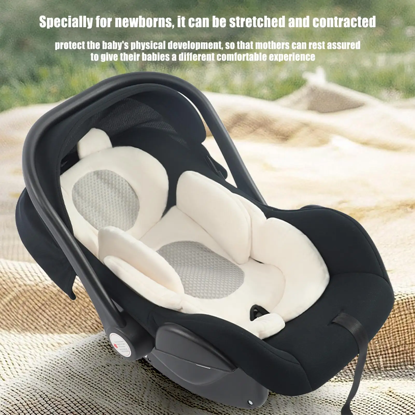 Baby Car Seat Cushion Baby Head Neck Support Insert Cushion Reversible Stroller Padding Liner for Toddler Trips Shopping