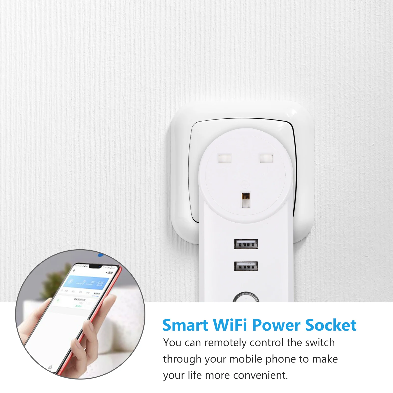 

Вилка Wi-Fi, двойная USB-розетка для дома, британская вилка, умная розетка, управляемая Wi-Fi розетка, пульт дистанционного управления, прикроватная лампа