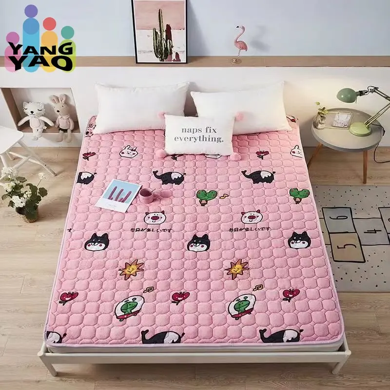 

Winter Warm Thick Fitted Bed Sheet Soft Velvet for Kids Adult Mattress Cover Thick Elastic Bed Linen Solid Cartoon Bedspread Pad