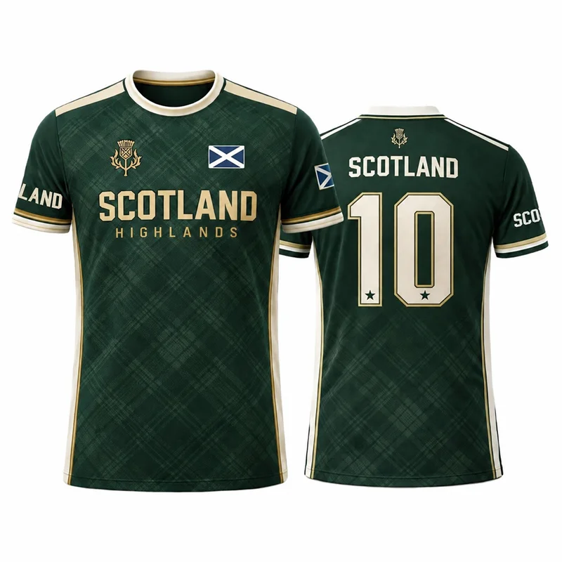 Fashion Scotland Flag Graphic Football Jersey For Men Summer Trendy 3D Printed Sports T Shirts Loose Breathable Soccer Tees