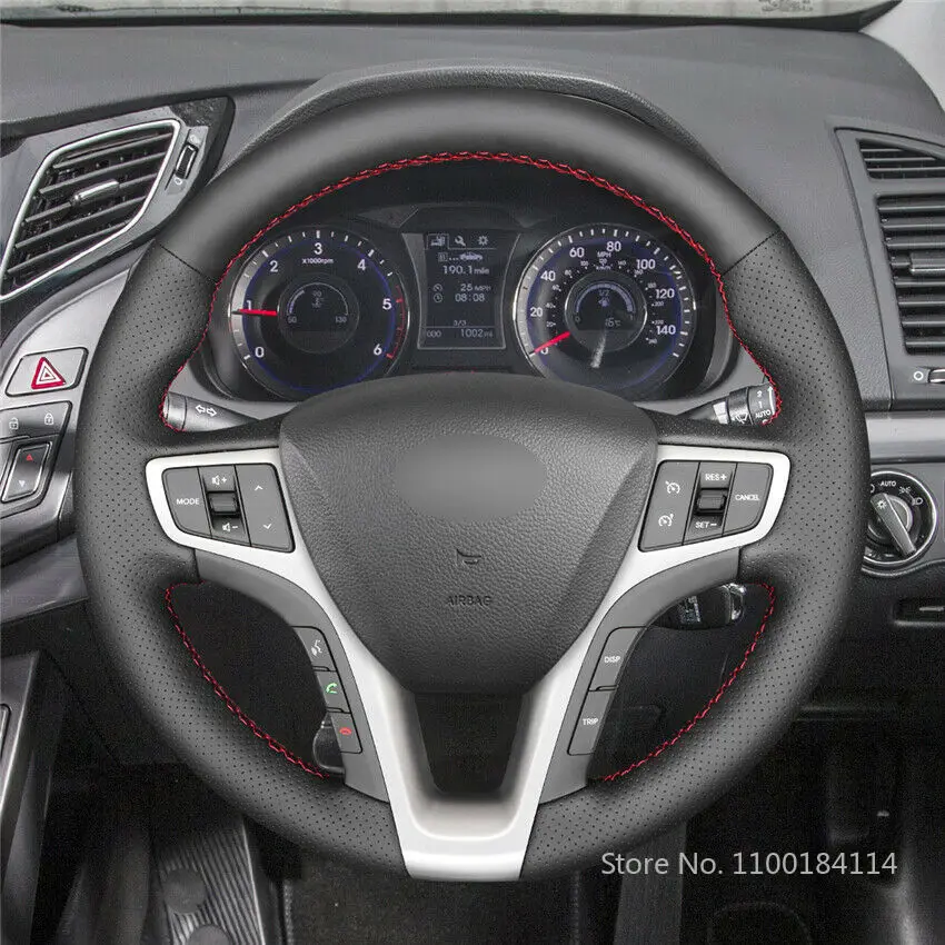 Non-slip Durable Black Genuine leather Car Steering Wheel Cover For Hyundai I40 Interior Accessories