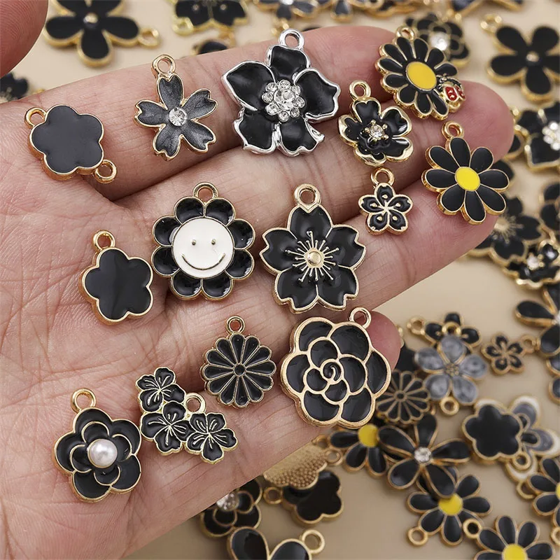 10/20 Stück Gemischte Zufällige Bunte Emaille-Blumen-Anhänger für Schmuckherstellung Ohrringe Halsketten Armbänder DIY Bastelbedarf – Detail 23