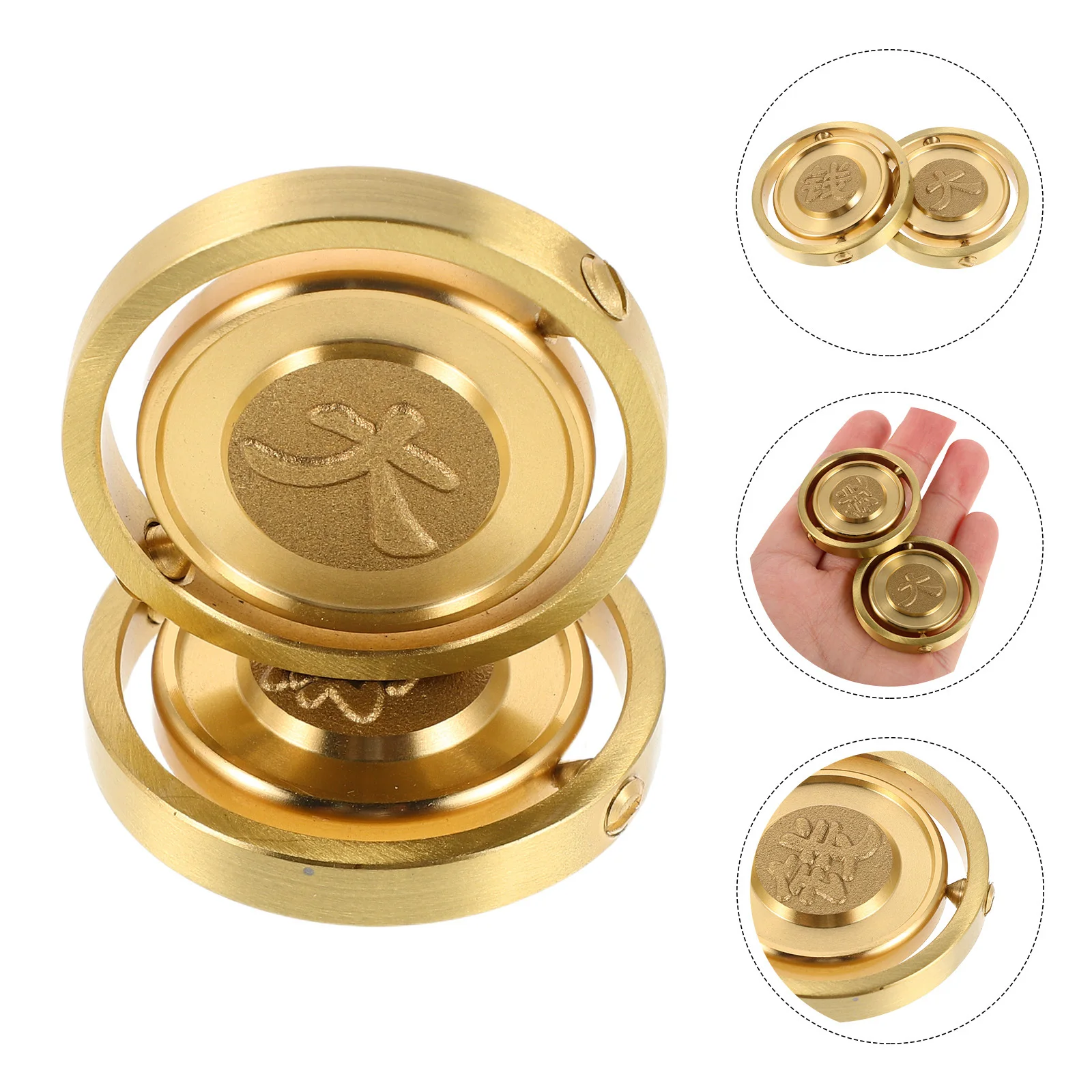 

2pcs Creative Stress Relief Craft: Brass Spinning Coin Smooth Metal Fidget For Office Desk Portable Anxiety Relief - Compact