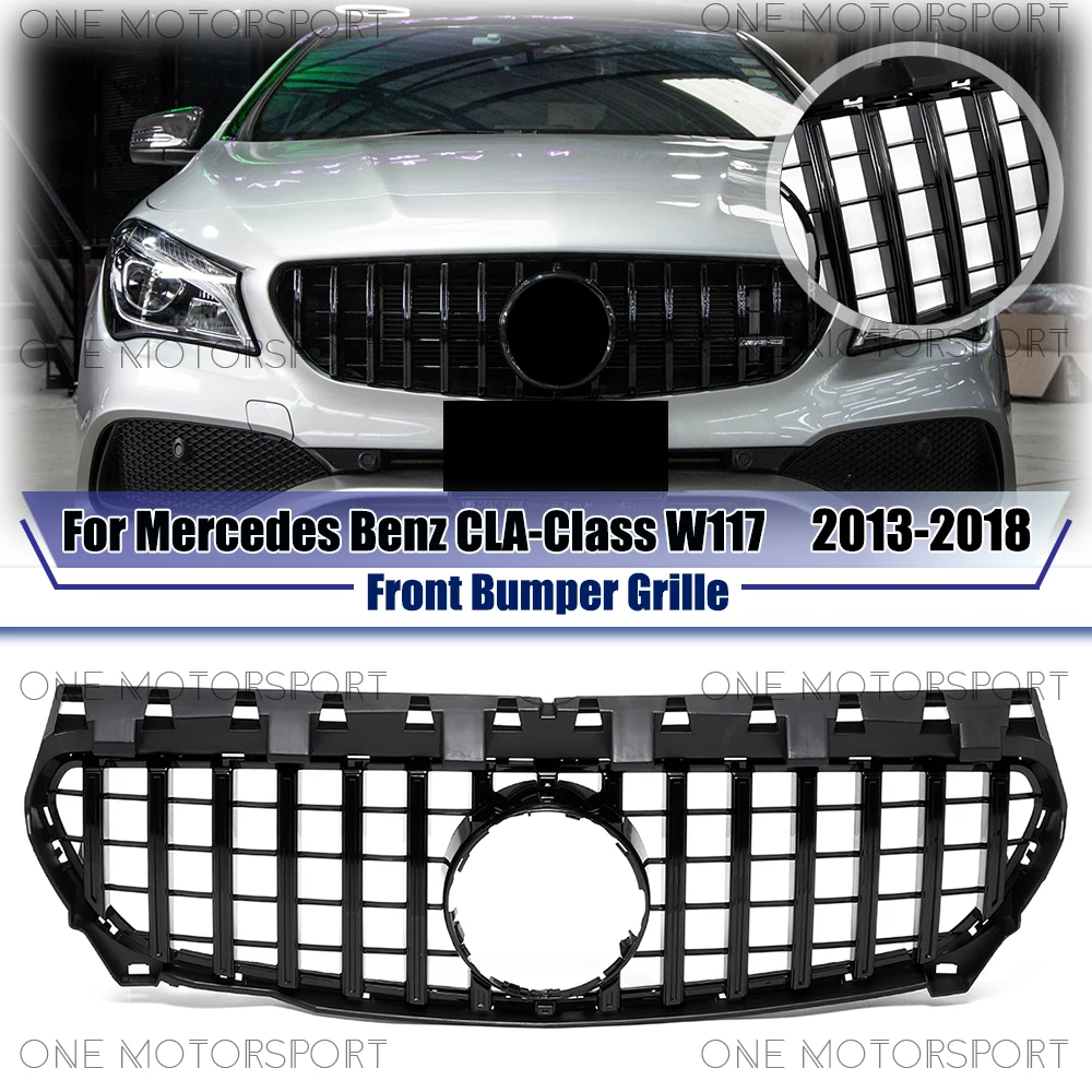 

For Mercedes Benz CLA-Class W117 2013-2018 CLA180 CLA200 CLA250 Front Grille GTR Style Glossy Black Racing Grille Bumper Grilles