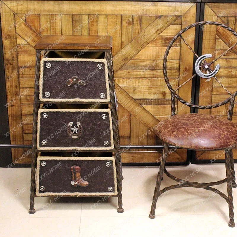 النمط الصناعي الحديد خزانة التحف شرفة المتعثرة خزانة التخزين #4