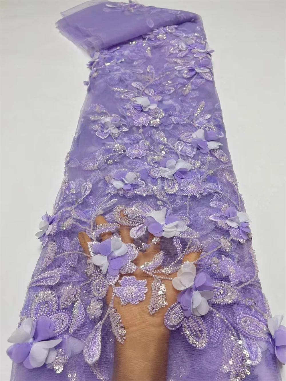 Tissu de dentelle perlée fait à la main africain, broderie de luxe, filet de paillettes français, nigwin de marié, couture de fête de mariage, 2024