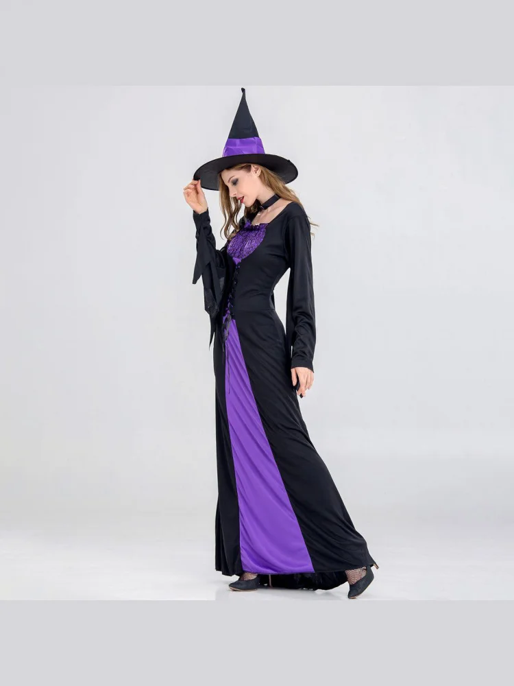 

Фиолетовый костюм ведьмы: юбка с высокой талией и принтом для женских косплей-выступлений и танцевальных представлений