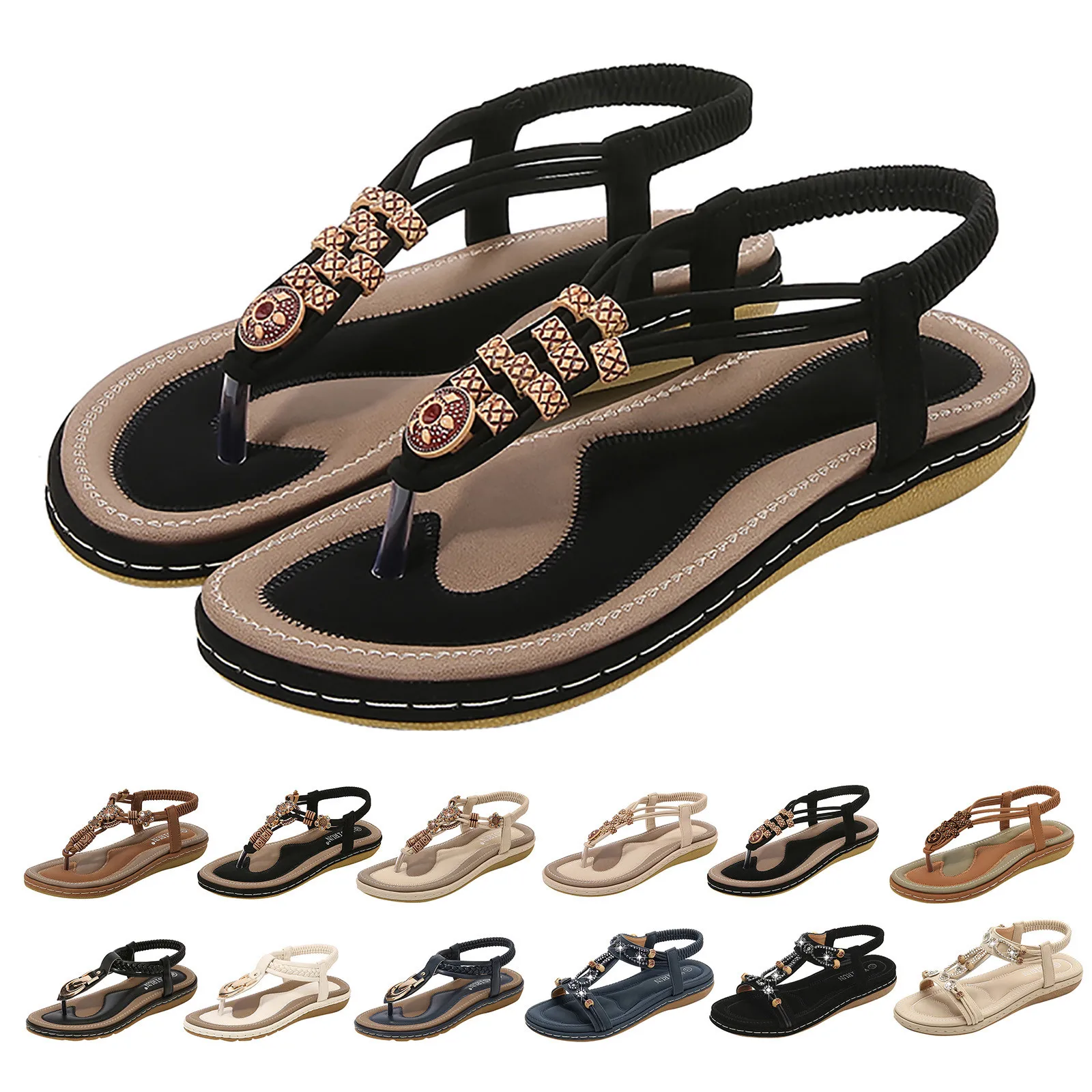 2024 Summer Fashion Sandals Woman Platform Soft Leather Large Size Flip Flops Sandals Comfortable Shoes