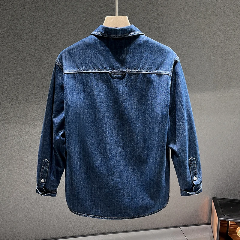 Spring and Autumn 2023 XL 5XL 6XL 7X men\'s denim shirt Men\'s casual fashion all-match  cotton long-sleeved denim shirt