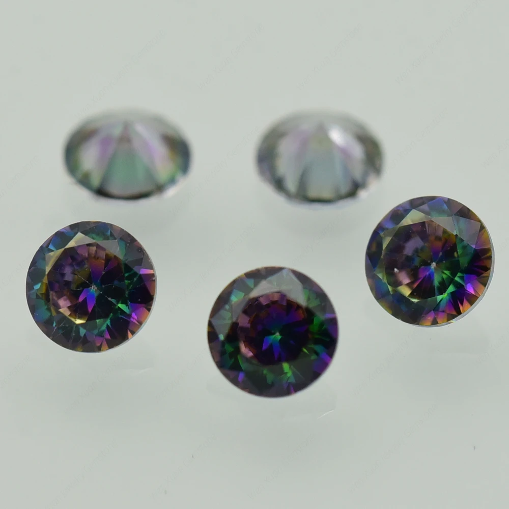 Size 1.0~10mm Plating Mix Color Multicolor Cubic Zirconia Round Cut Loose CZ Stone Synthetic Gems Wholesale High Quality