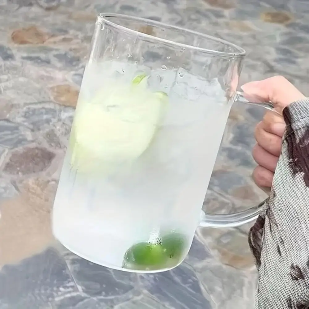 

1000ml Hot with Lid & Straw Glass Water Cup Clear Modern Large Glass Drinking Cup Kitchen Accessories